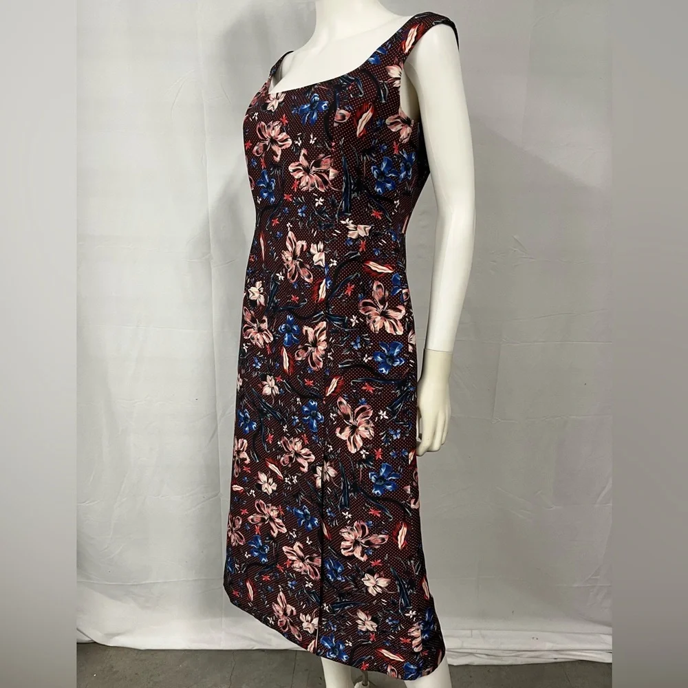 ERDEM Arlie Floral Jacquard Midi Sheath Dress Blue Pink Wedding Guest US 8 - Picture 8 of 15